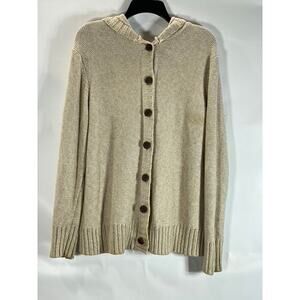 GUIDE SERIES Women's Beige Button Down Ribbed Hooded Sweater SZ 1X